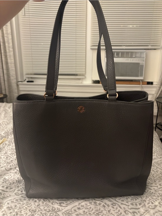 Dagne Dover Handbags - Dagne Dover Black Pebbled Leather Tote with Gold Logo